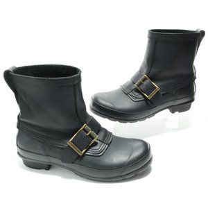 HUNTER Leather Upper Rubber Bottom Black Boots EU38 US Men 6 Women 7